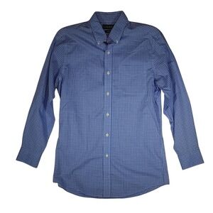 Lauren Ralph Lauren Dress Shirt Mens 15.5 32/33 Blue Gingham Slim Fit Non Iron
